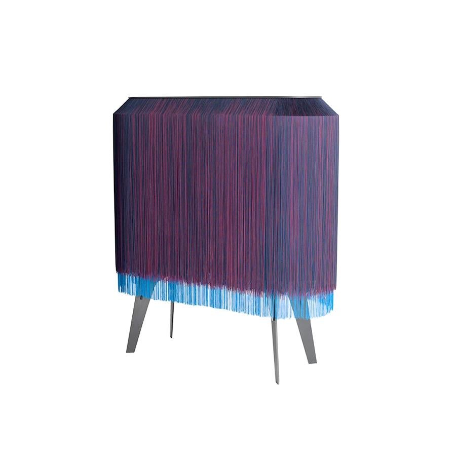 Blue Fringe Bar / Cabinet,  Made in France In New Condition For Sale In Beverly Hills, CA