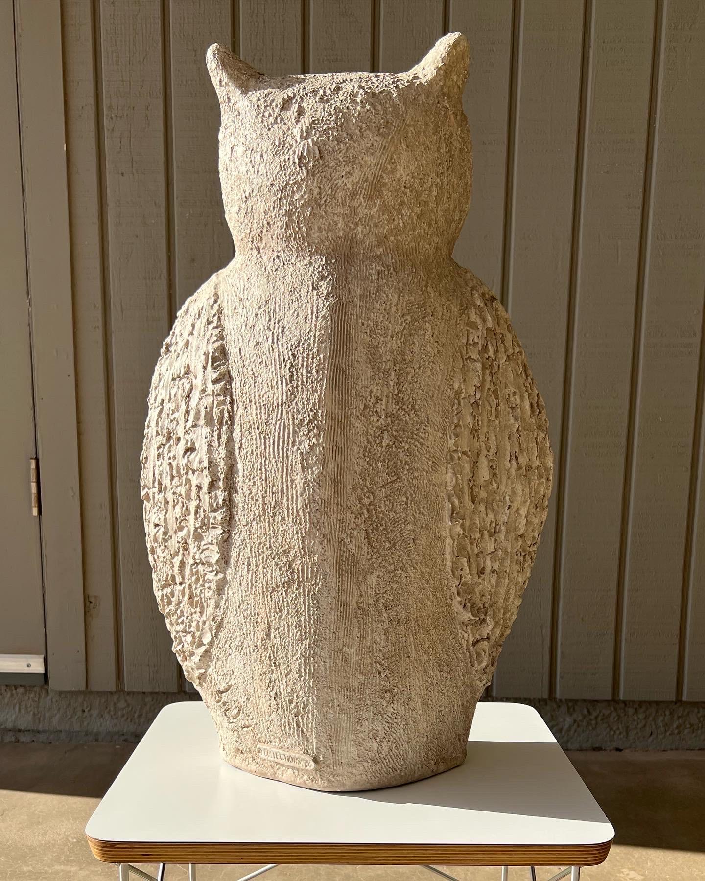 American Collections ‘85 Inc. hand-painted plaster and ceramic owl For Sale