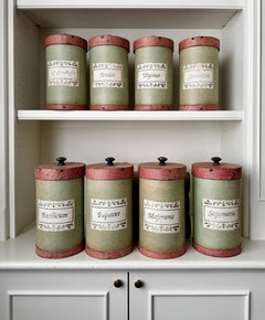 Collectional de 8 pots de rangement en bois et carton pour pharmacie