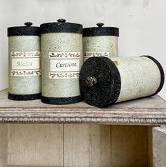 Collections of Wooden and Cardboard Apothecary Pharmacy Storage Jar