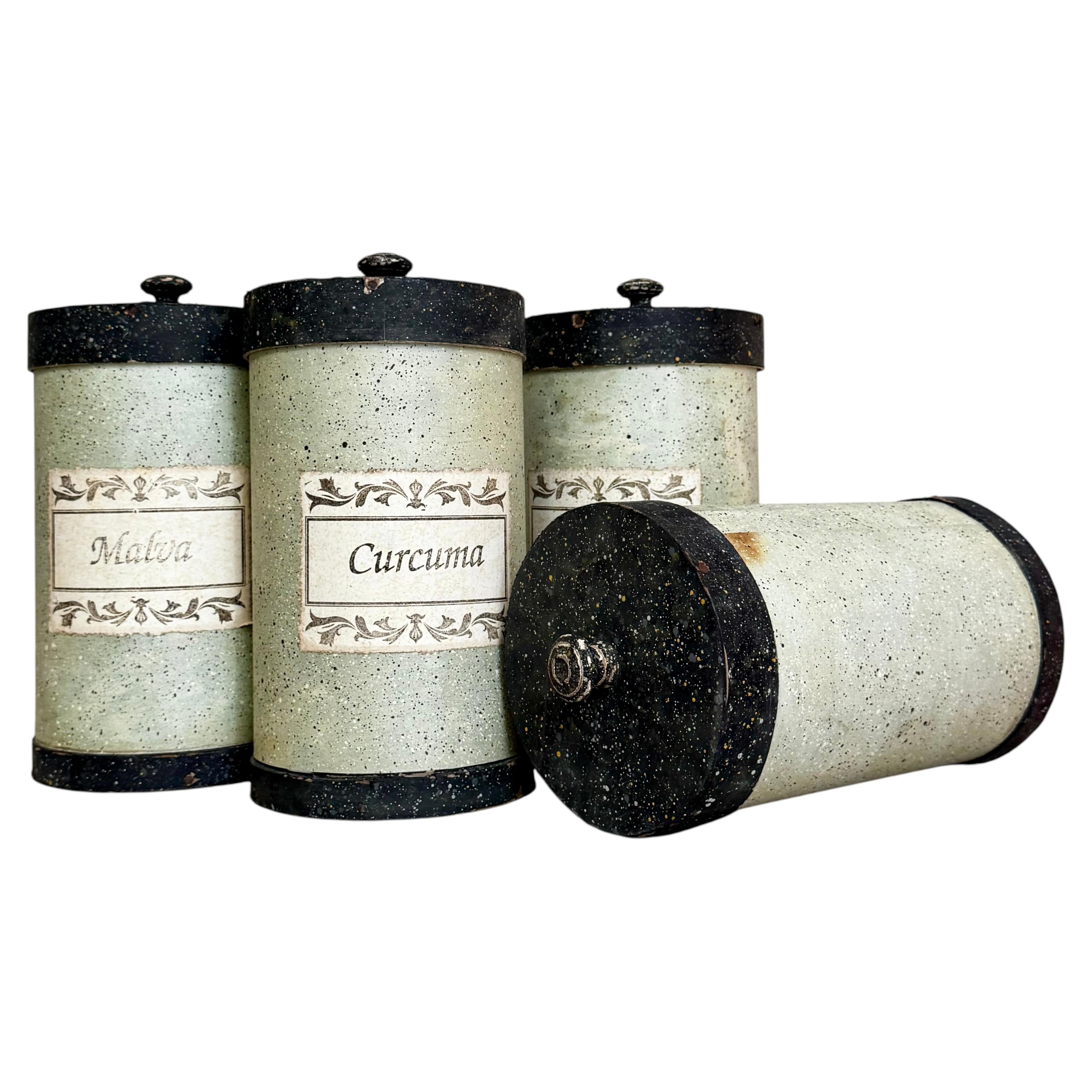 Collections of Wooden and Cardboard Apothecary Pharmacy Storage Jar For Sale