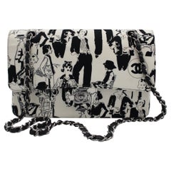 Collector 2003 Chanel Timeless Bag in Black and Whit Canvas  and Silver Hardware