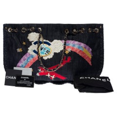 Collector "Airplane Rainbow" Chanel Tote bag in Blue Denim, SHW