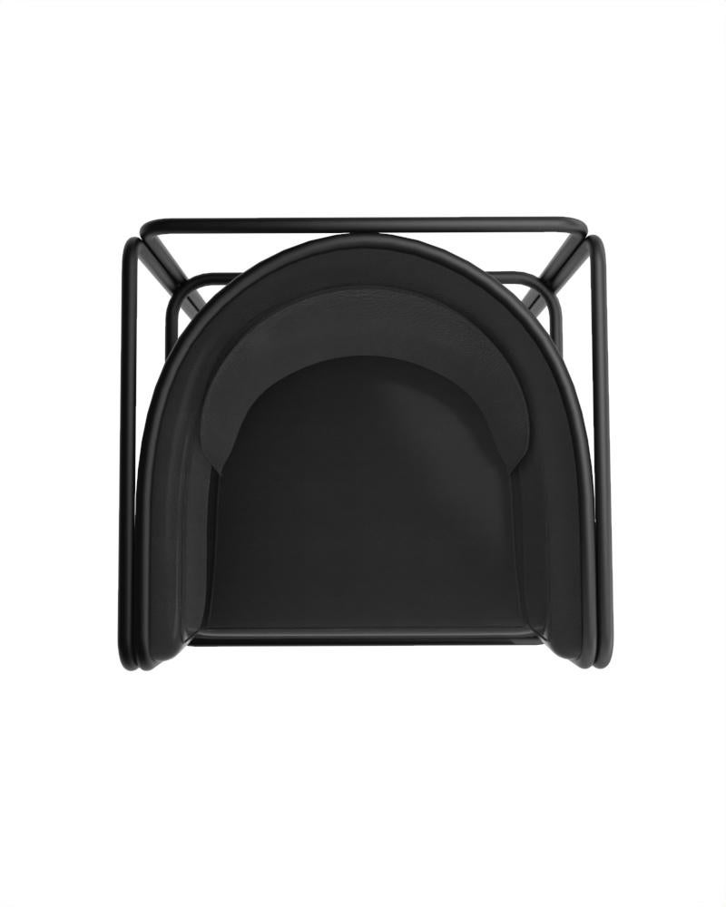Contemporary Collector AZ1 Armchair Black Leather and Black Metal by Francesco Zonca For Sale