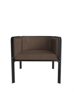 Collector AZ1 Armchair Testa di Moro Leather and Black Metal by Francesco Zonca