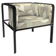 Collector AZ1 Armchair Alabaster Fabric & Black Metal by Francesco Zonca