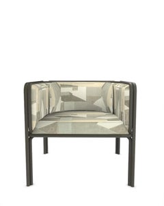 Fauteuil Collector AZ1 Tissu d'albâtre et métal vert foncé par Francesco Zonca
