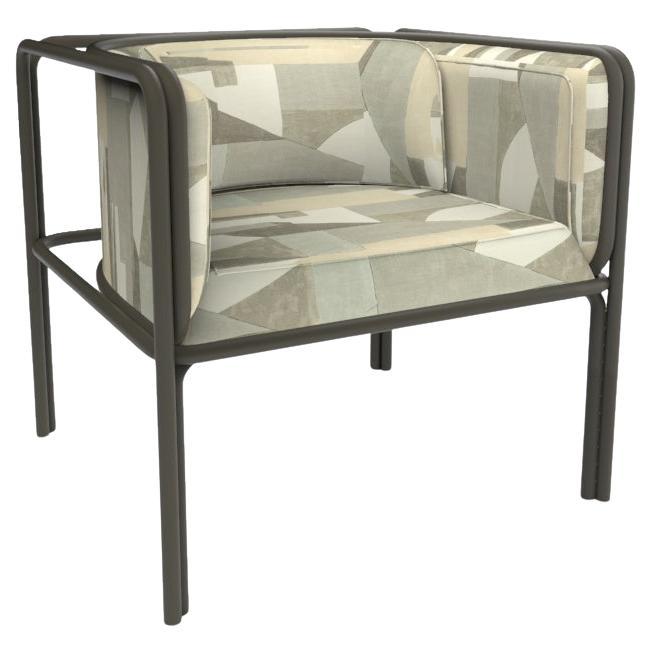 Collector AZ1 Armchair Alabaster Fabric & Dark Green Metal by Francesco Zonca For Sale