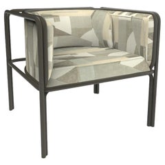 Collector AZ1 Sessel aus alabasterfarbenem Stoff und dunkelgrünem Metall von Francesco Zonca