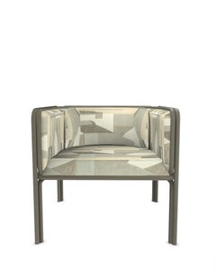 Fauteuil Collector AZ1 Tissu d'albâtre et métal vert par Francesco Zonca