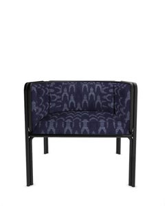 Collector AZ1 Armchair Baldac Blue Fabric & Black Metal by Francesco Zonca