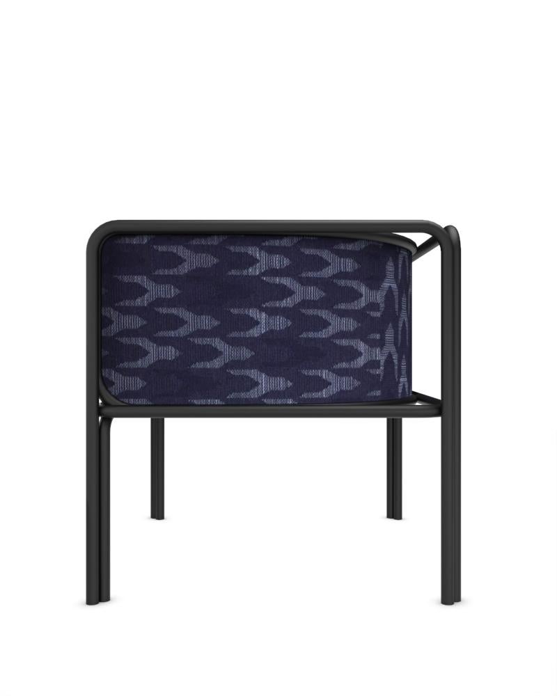 Portuguese Collector AZ1 Armchair Baldac Blue Fabric & Black Metal by Francesco Zonca For Sale