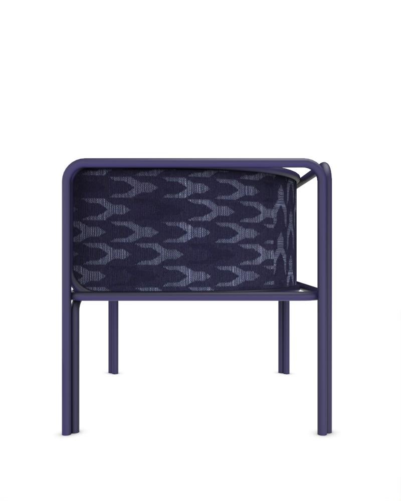 Portuguese Collector AZ1 Armchair Baldac Blue Fabric & Dark Blue Metal by Francesco Zonca For Sale