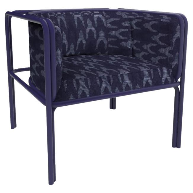 Collector AZ1 Armchair Baldac Blue Fabric & Dark Blue Metal by Francesco Zonca For Sale