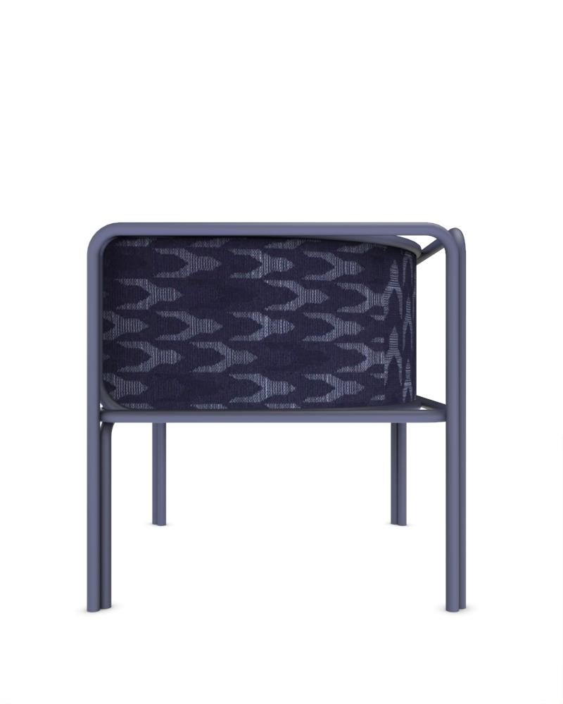 Portuguese Collector AZ1 Armchair Baldac Blue Fabric & Light Blue Metal by Francesco Zonca For Sale