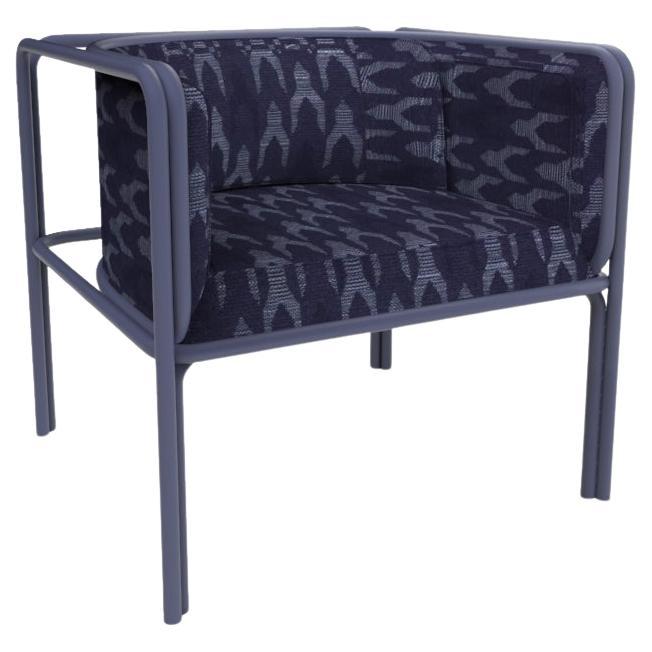 Collector AZ1 Armchair Baldac Blue Fabric & Light Blue Metal by Francesco Zonca For Sale