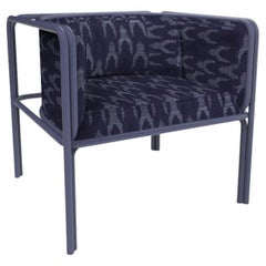 Collector AZ1 Armchair Baldac Blue Fabric & Light Blue Metal by Francesco Zonca