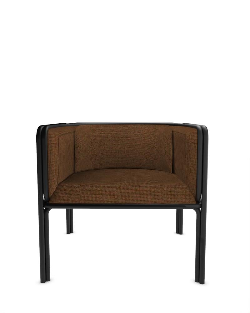 Collector AZ1 Armchair Designed by Francesco Zonca in District Chocolate Fabric and Black Lacquered Metal

Introducing the AZ1 Armchair – a marriage of rugged strength and refined elegance. This unique chair, seamlessly blends the industrial allure