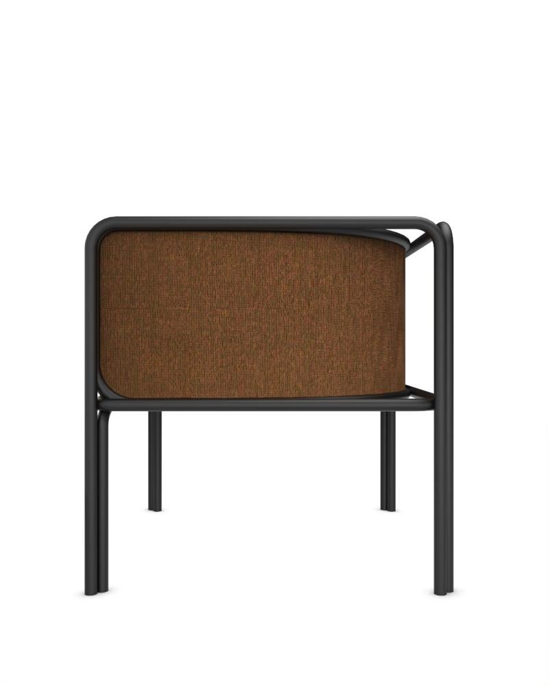 Portuguese Collector AZ1 Armchair Chocolate Fabric & Black Metal by Francesco Zonca For Sale