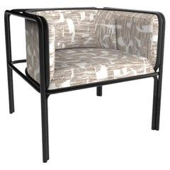 Collector AZ1 Armchair Douce Folie Grége Fabric & Black Metal by Francesco Zonca