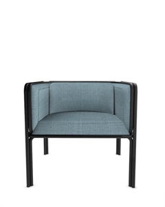 Collector AZ1 Armchair Famiglia Blue Fabric & Black Metal by Francesco Zonca
