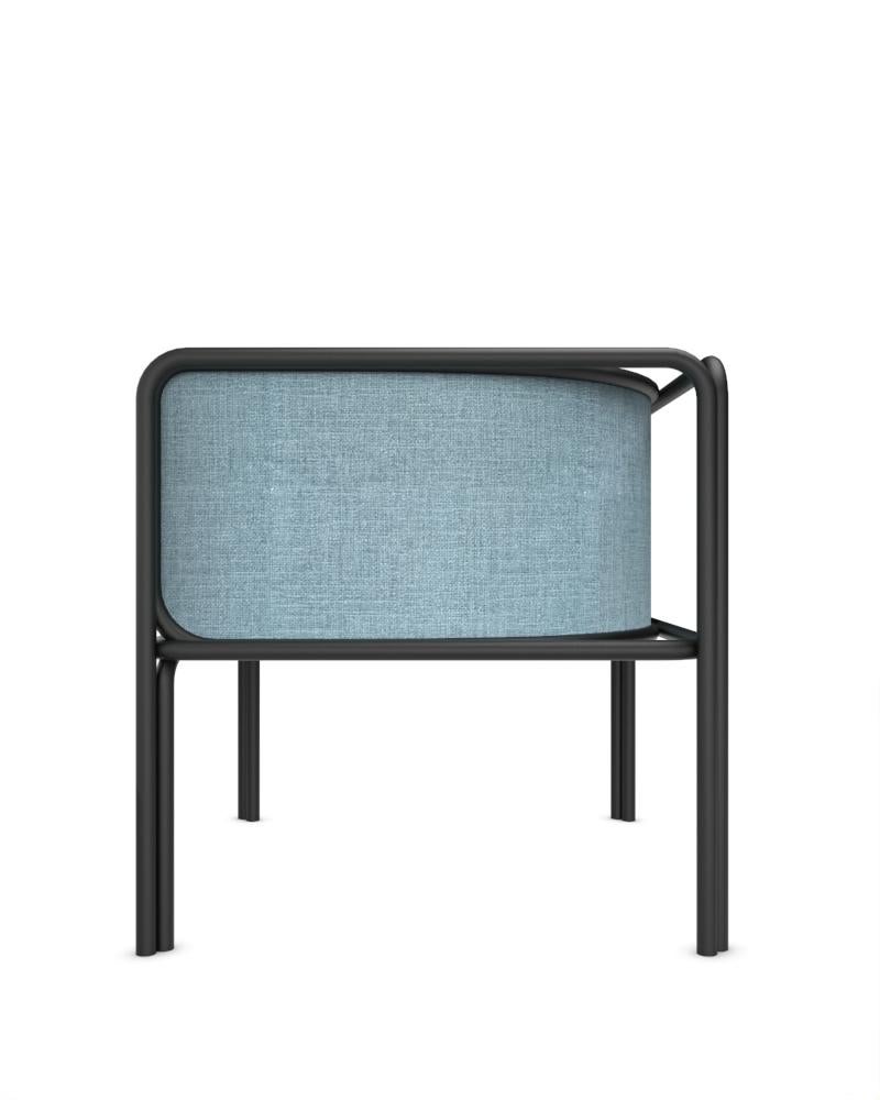 Portuguese Collector AZ1 Armchair Famiglia Blue Fabric & Black Metal by Francesco Zonca For Sale