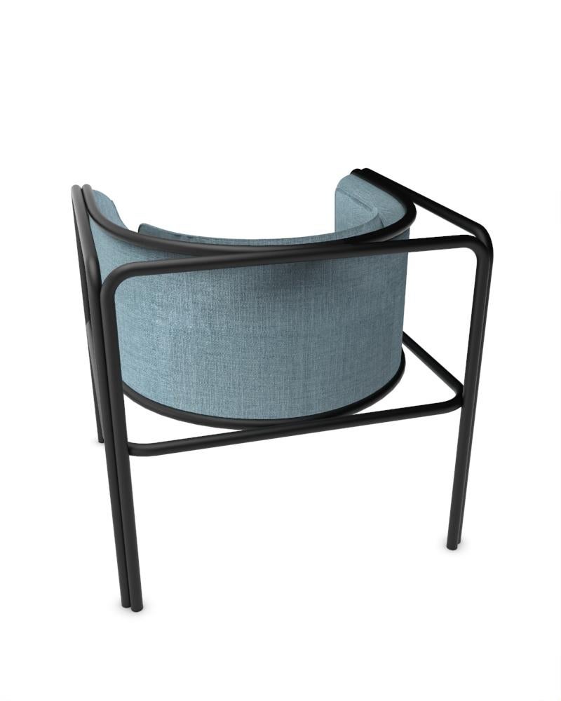 Collector AZ1 Armchair Famiglia Blue Fabric & Black Metal by Francesco Zonca In New Condition For Sale In Castelo da Maia, PT