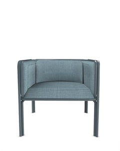 Collector AZ1 Armchair Famiglia Blue Fabric & Blue Metal by Francesco Zonca