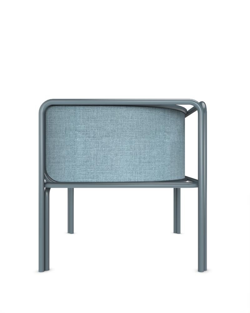 Portuguese Collector AZ1 Armchair Famiglia Blue Fabric & Blue Metal by Francesco Zonca For Sale