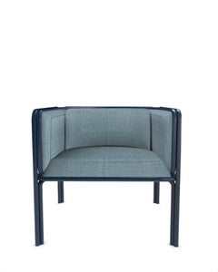 Collector AZ1 Armchair Famiglia Blue Fabric & Dark Blue Metal by Francesco Zonca
