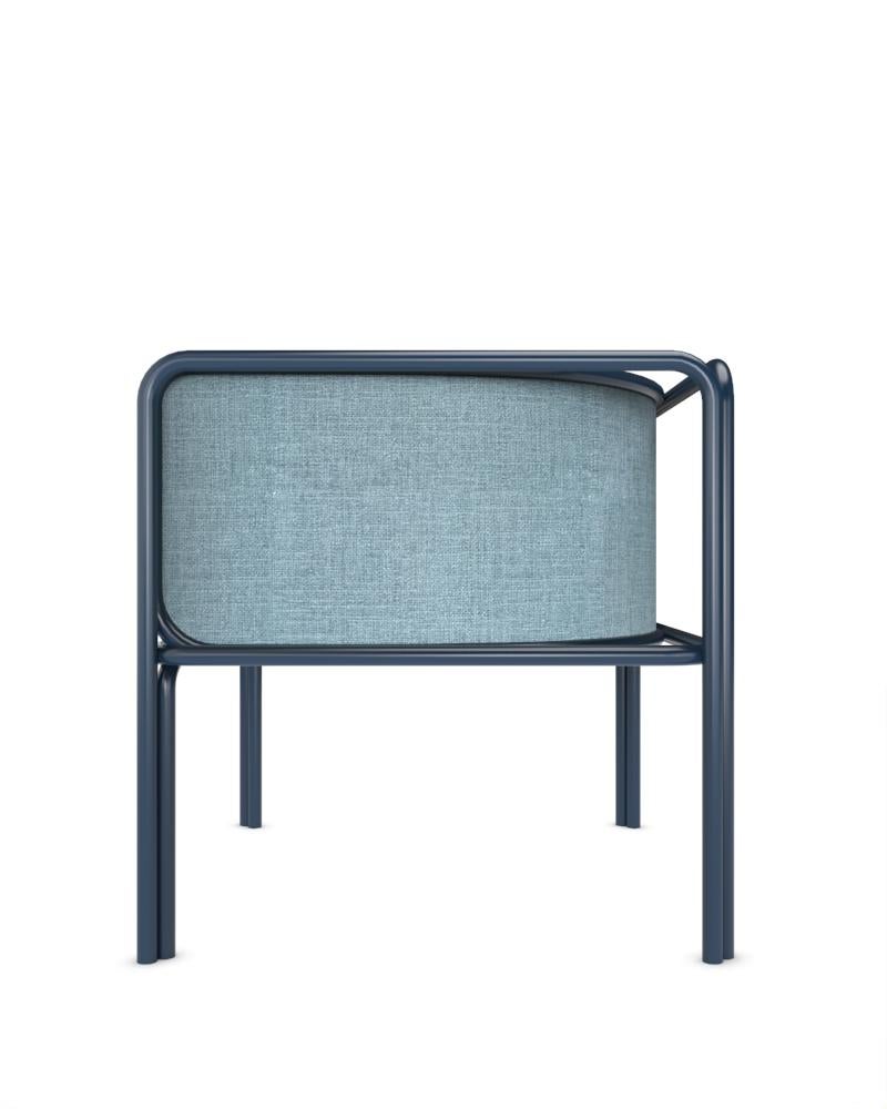 Portuguese Collector AZ1 Armchair Famiglia Blue Fabric & Dark Blue Metal by Francesco Zonca For Sale