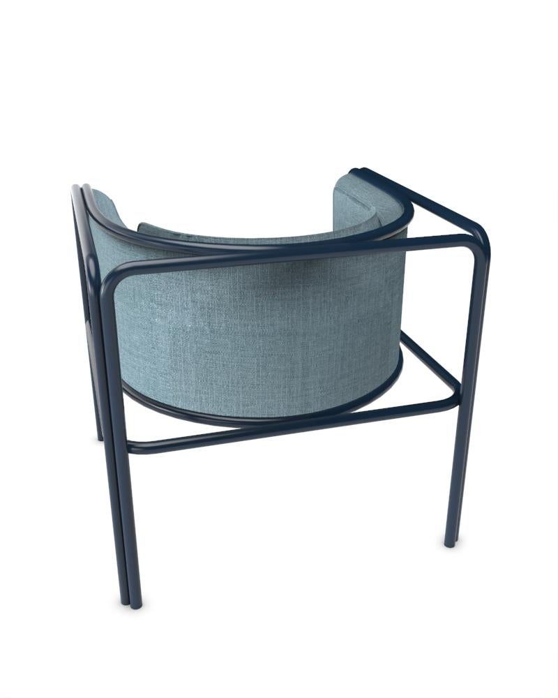 Collector AZ1 Armchair Famiglia Blue Fabric & Dark Blue Metal by Francesco Zonca In New Condition For Sale In Castelo da Maia, PT