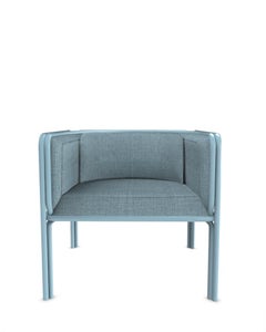 Collector AZ1 Armchair Famiglia Blue Fabric &Light Blue Metal by Francesco Zonca