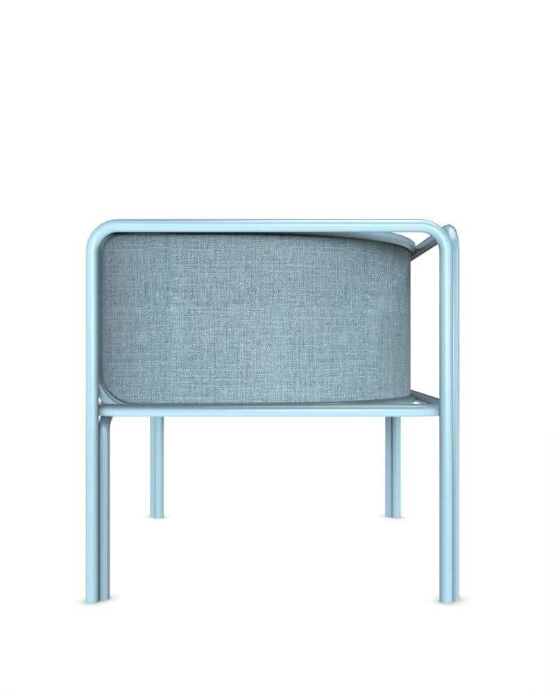 Portuguese Collector AZ1 Armchair Famiglia Blue Fabric &Light Blue Metal by Francesco Zonca For Sale