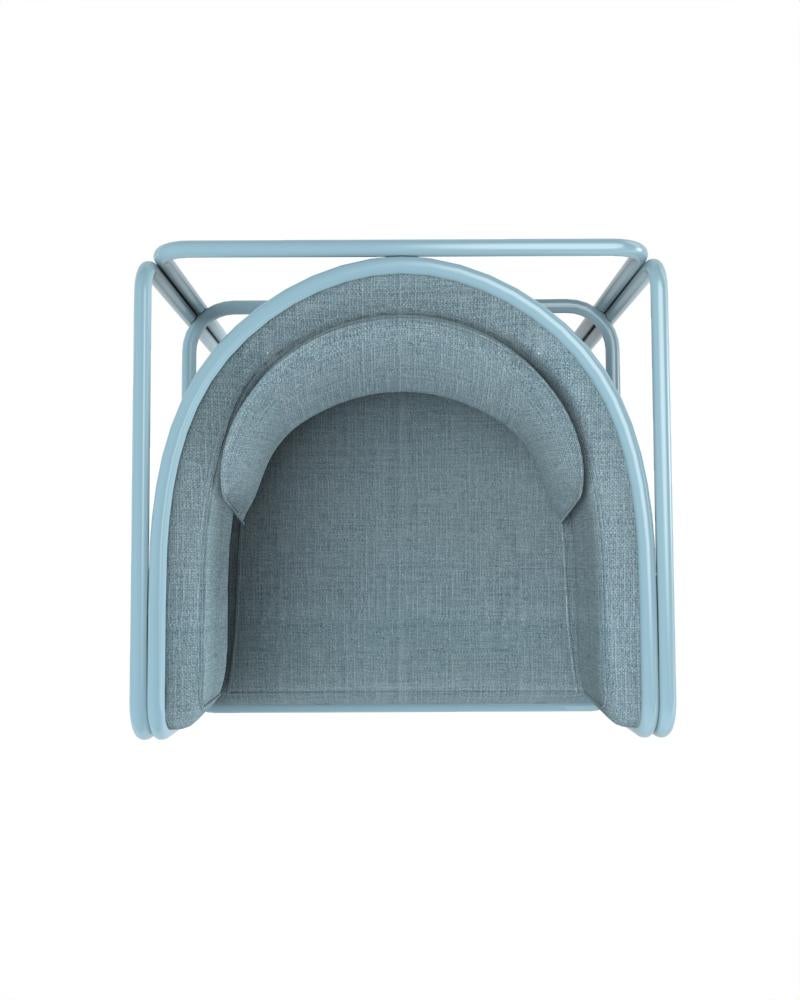 Contemporary Collector AZ1 Armchair Famiglia Blue Fabric &Light Blue Metal by Francesco Zonca For Sale