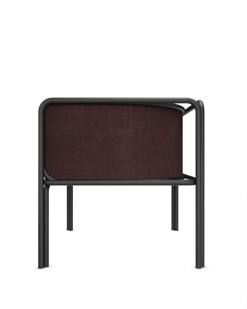 Portugais Collector AZ1 Fauteuil Famiglia tissu bordeaux et métal noir par Francesco Zonca en vente