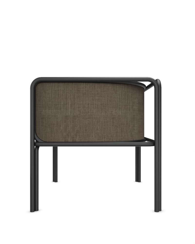 Portuguese Collector AZ1 Armchair Famiglia Brown Fabric & Black Metal by Francesco Zonca For Sale