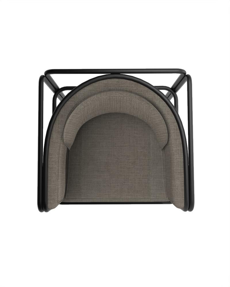 Contemporary Collector AZ1 Armchair Famiglia Grey Fabric & Black Metal by Francesco Zonca For Sale