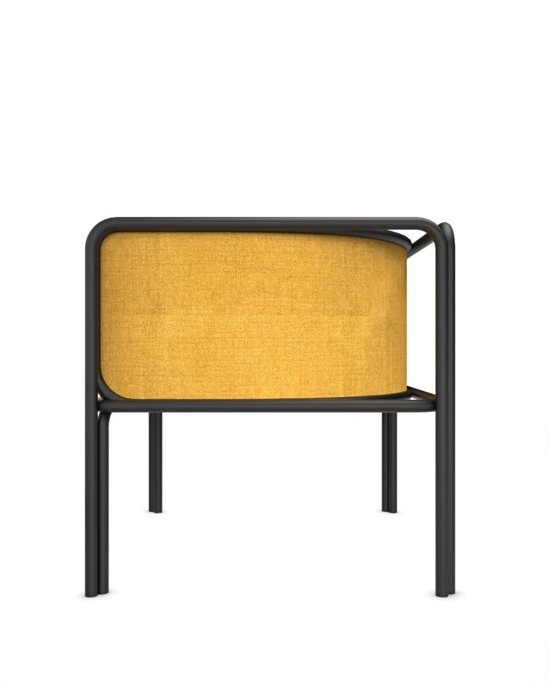 Portuguese Collector AZ1 Armchair Famiglia Yellow Fabric & Black Metal by Francesco Zonca For Sale