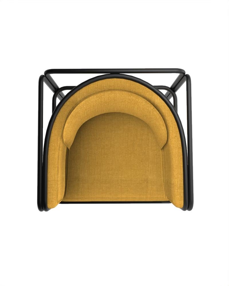 Contemporary Collector AZ1 Armchair Famiglia Yellow Fabric & Black Metal by Francesco Zonca For Sale