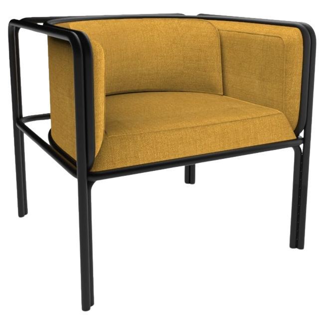 Collector AZ1 Armchair Famiglia Yellow Fabric & Black Metal by Francesco Zonca