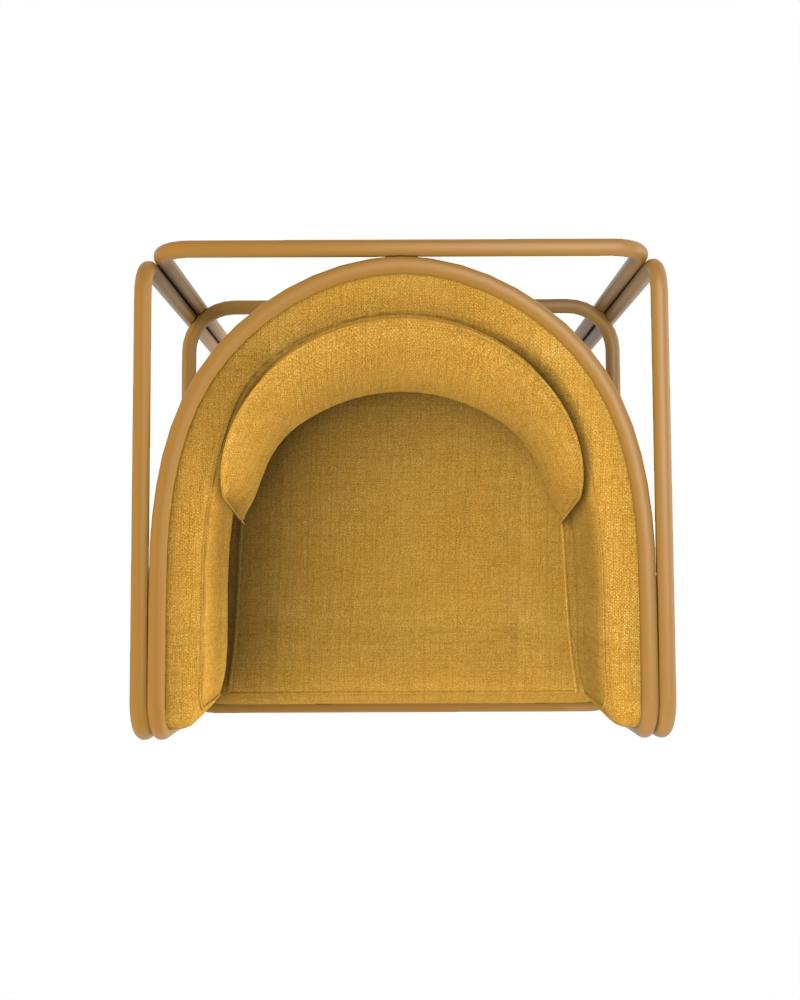Contemporary Collector AZ1 Armchair Famiglia Yellow Fabric & Yellow Metal by Francesco Zonca For Sale