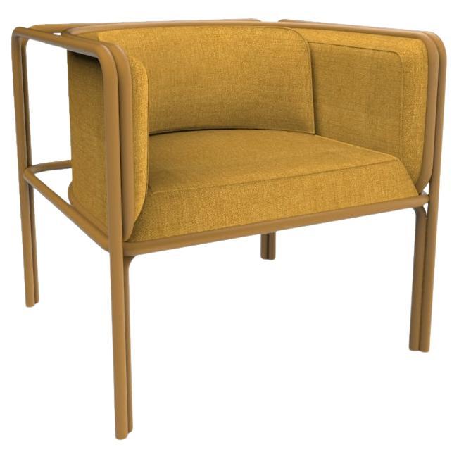 Collector AZ1 Armchair Famiglia Yellow Fabric & Yellow Metal by Francesco Zonca For Sale