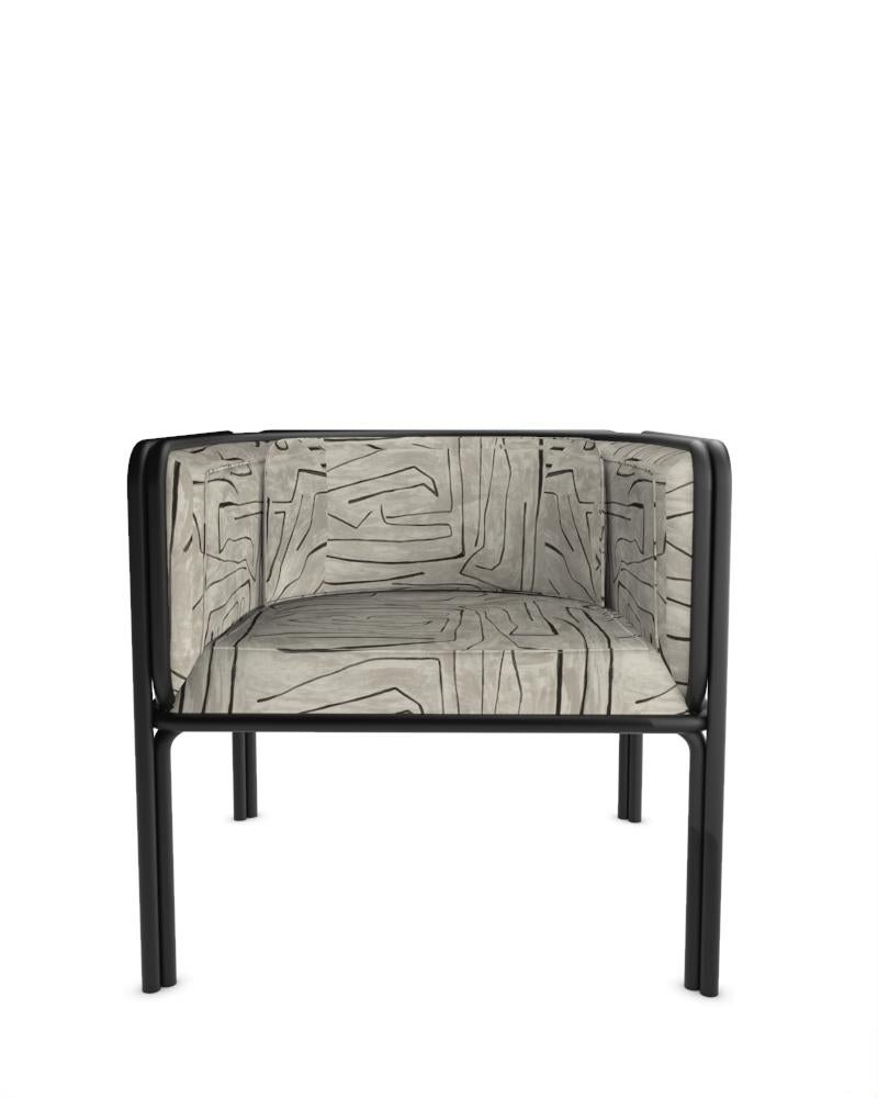 Collector AZ1 Armchair Designed by Francesco Zonca in Graffito Graphite Fabric and Black Metal

Introducing the AZ1 Armchair – a marriage of rugged strength and refined elegance. This unique chair, seamlessly blends the industrial allure of iron