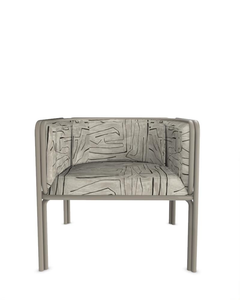 Collector AZ1 Armchair Designed by Francesco Zonca in Graffito Graphite Fabric and Light Grey Lacquered Metal

Introducing the AZ1 Armchair – a marriage of rugged strength and refined elegance. This unique chair, seamlessly blends the industrial
