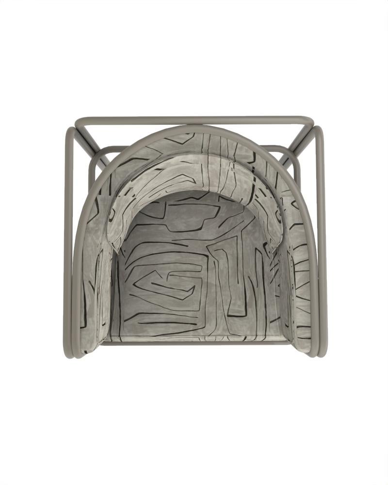 Portuguese Collector AZ1 Armchair Graphite Fabric and Light Grey Metal by Francesco Zonca For Sale