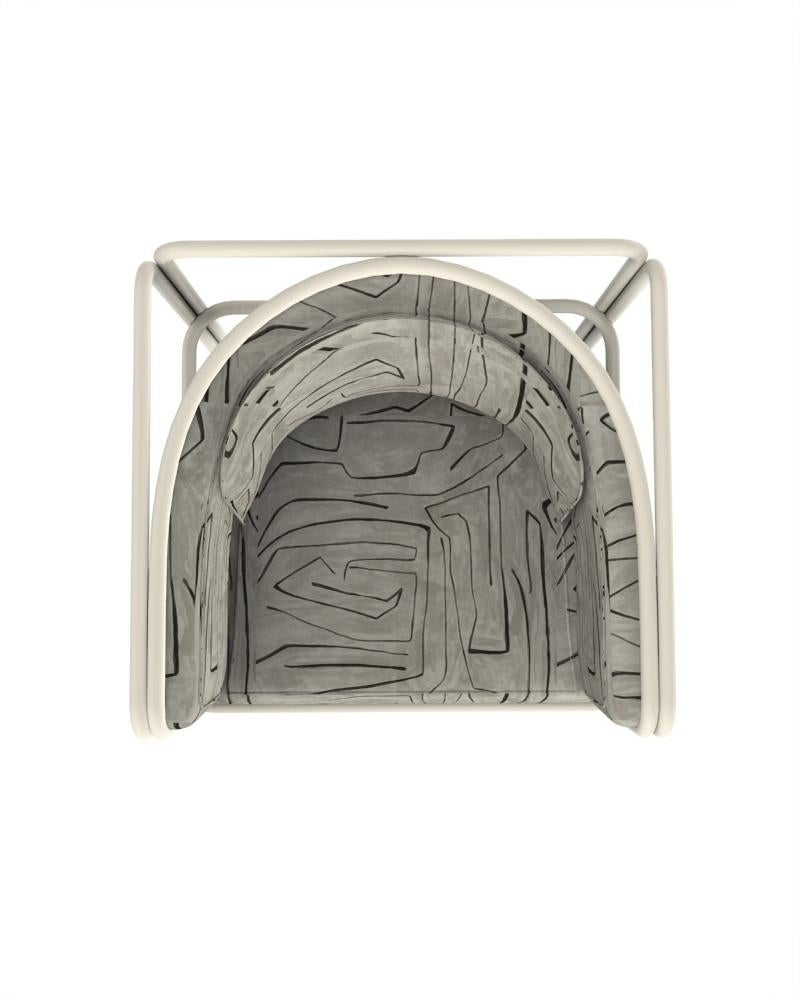 Portuguese Collector AZ1 Armchair Graphite Fabric and White Metal by Francesco Zonca For Sale