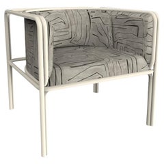 Collector AZ1 Armchair Graphite Fabric and White Metal by Francesco Zonca