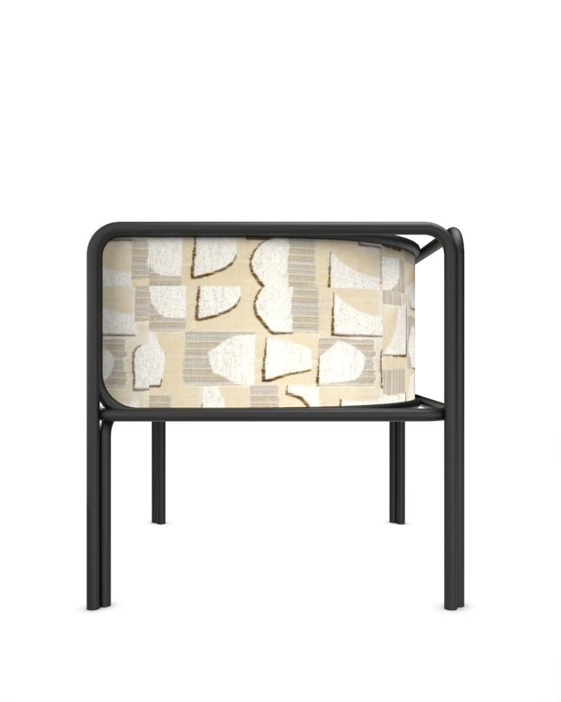 Portuguese Collector AZ1 Armchair Hymne Beige Fabric & Black Metal by Francesco Zonca For Sale