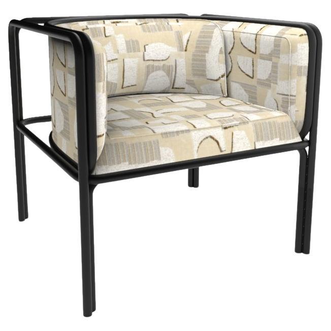 Collector AZ1 Armchair Hymne Beige Fabric & Black Metal by Francesco Zonca